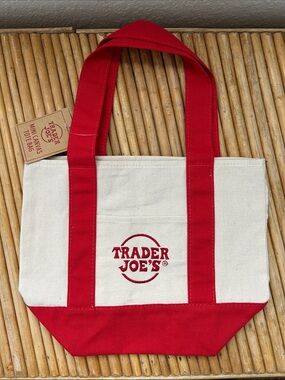 Mini Trader Joe’s Red and Natural Canvas Tote Bag